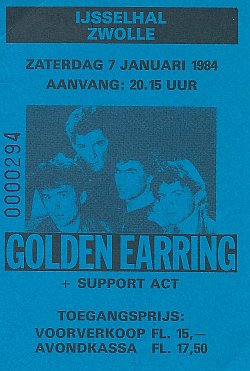 Golden Earring show ticket#294 January 07 1984 Zwolle - IJsselhal
